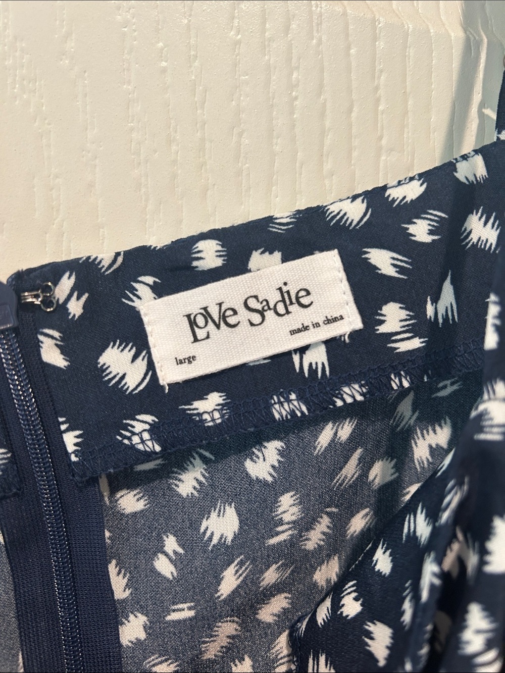 Navy Mini Slip Dress with White Floral Print - Picture 2 of 3